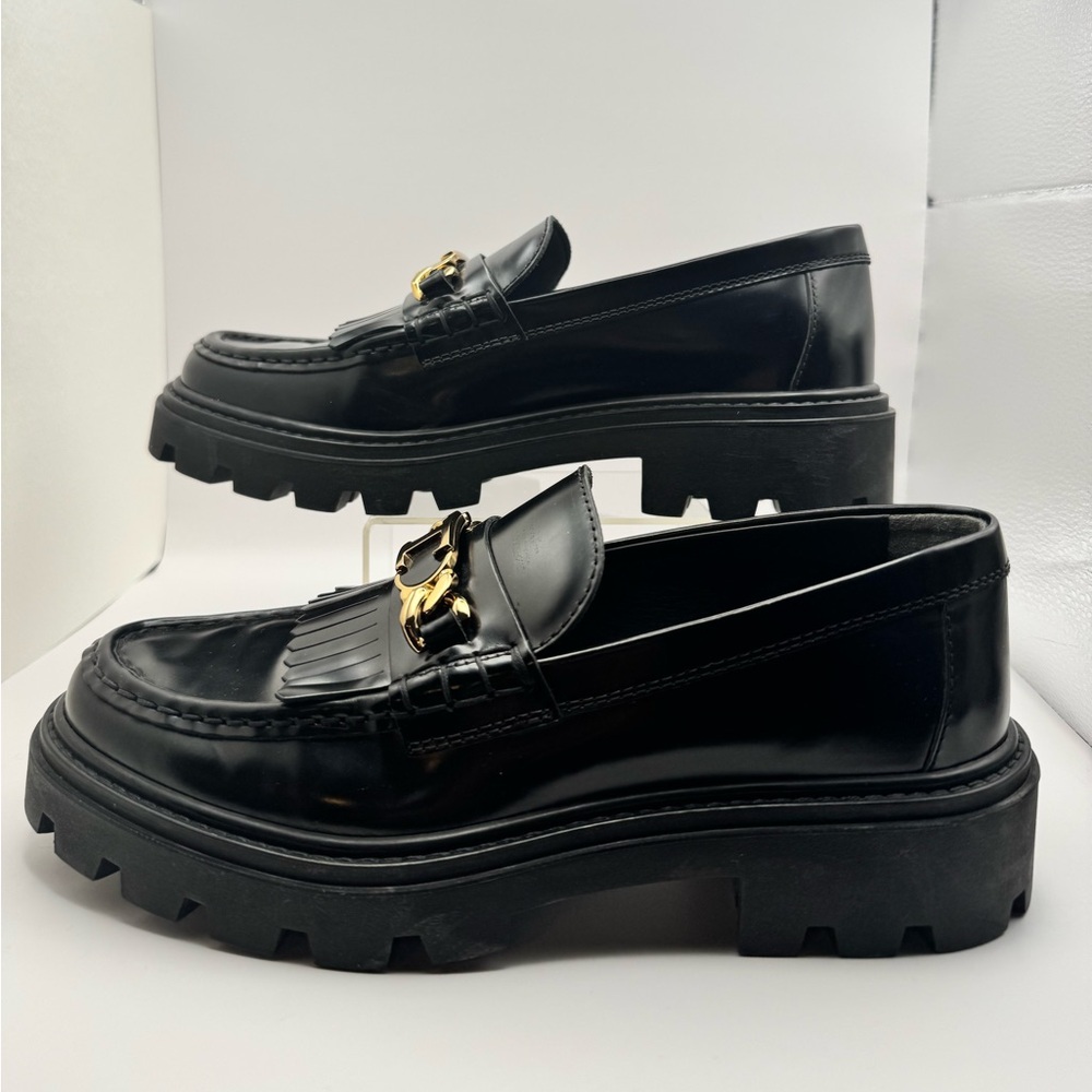 Tod's Fringed Loafers in Black Leather- size 37.5 - Picture 3 of 11